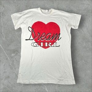 Vintage‎ Dream Girl Shirt Mens 2XL White Red Heart Movie Promo AOP Single Stitch